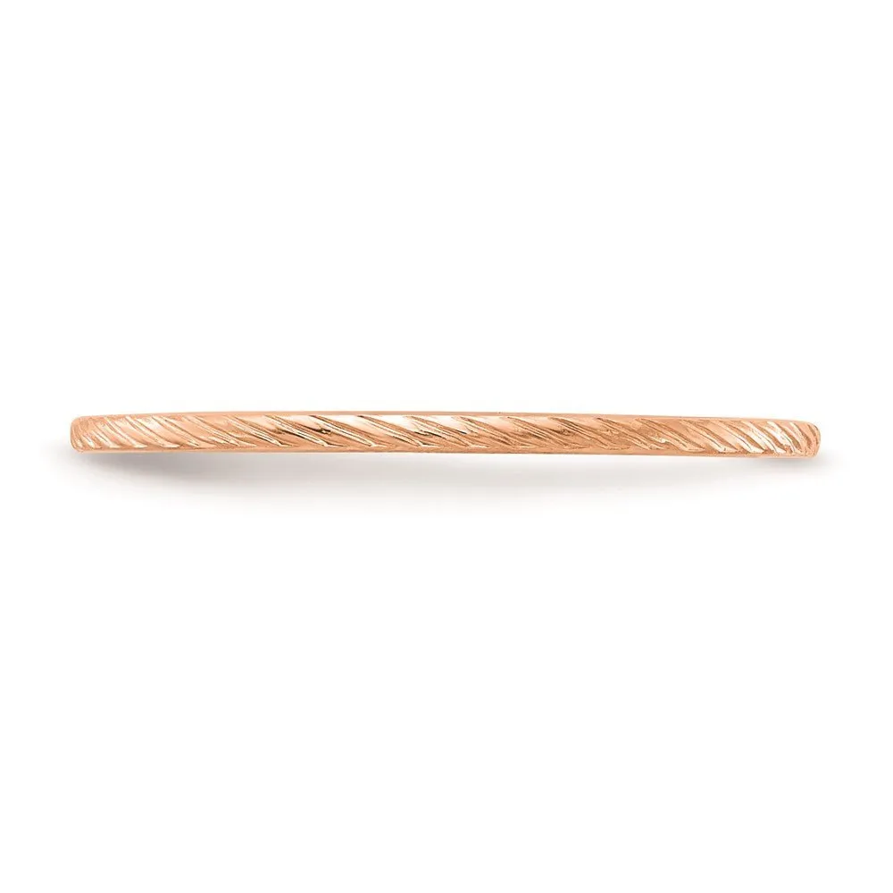 1.2mm 10k Rose Gold Twisted Pattern Stackable Band