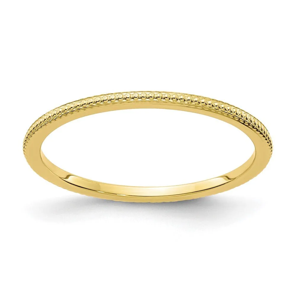 1.2mm 10k Yellow Gold Beaded Stackable Band