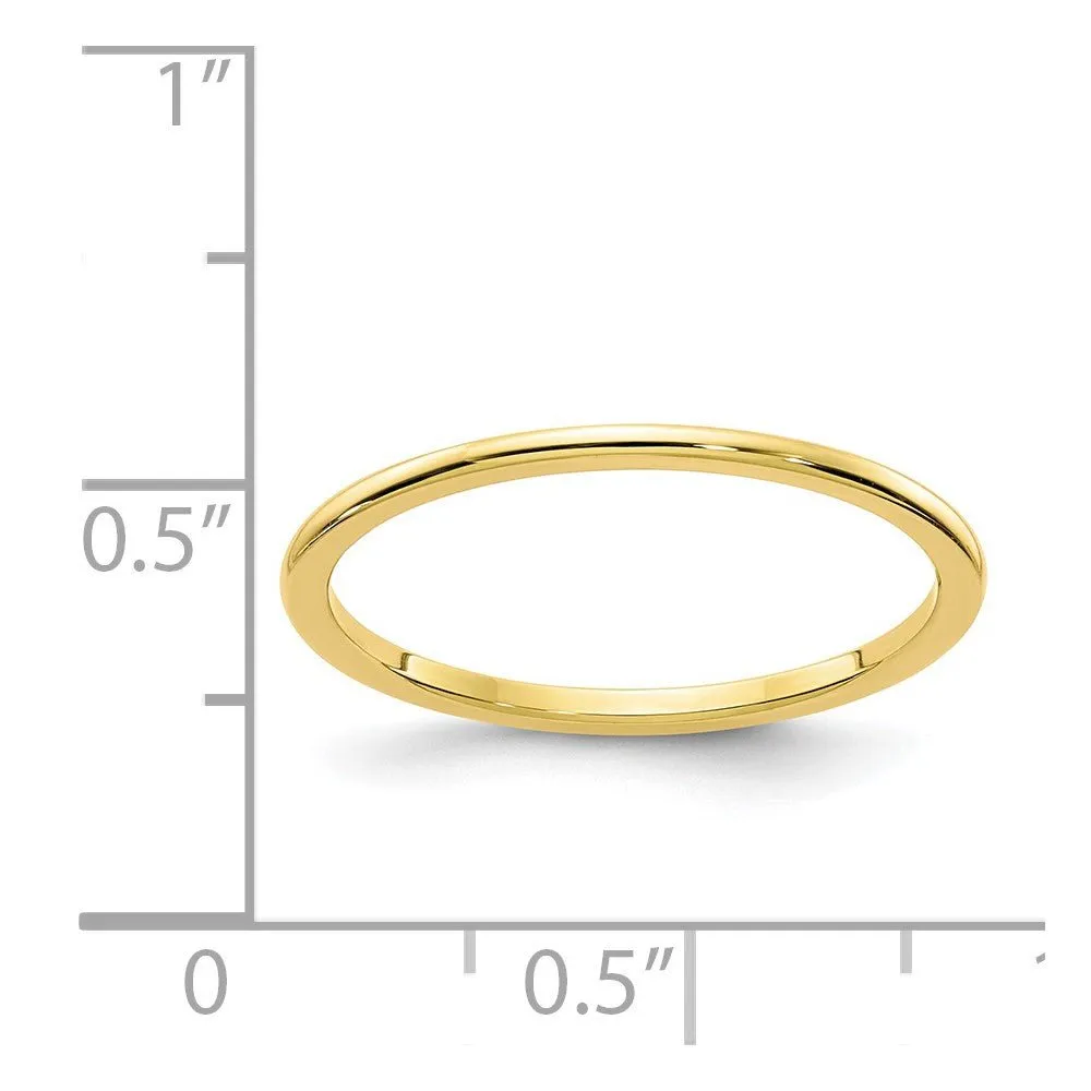 1.2mm 10k Yellow Gold Polished Half Round Stackable Band