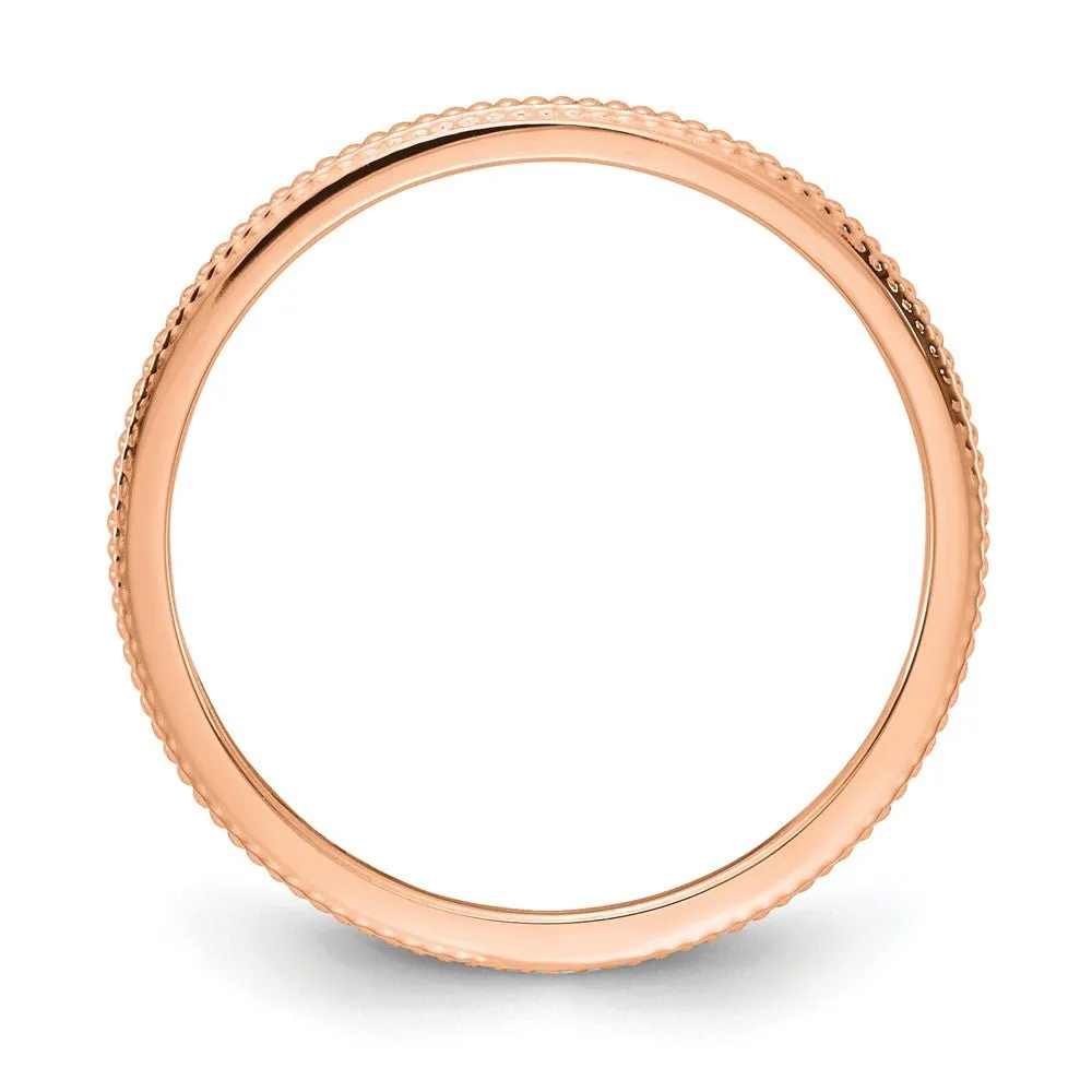 1.2mm 14k Rose Gold Beaded Stackable Band