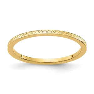 1.2mm 14k Yellow Gold Crisscross Flat Stackable Band