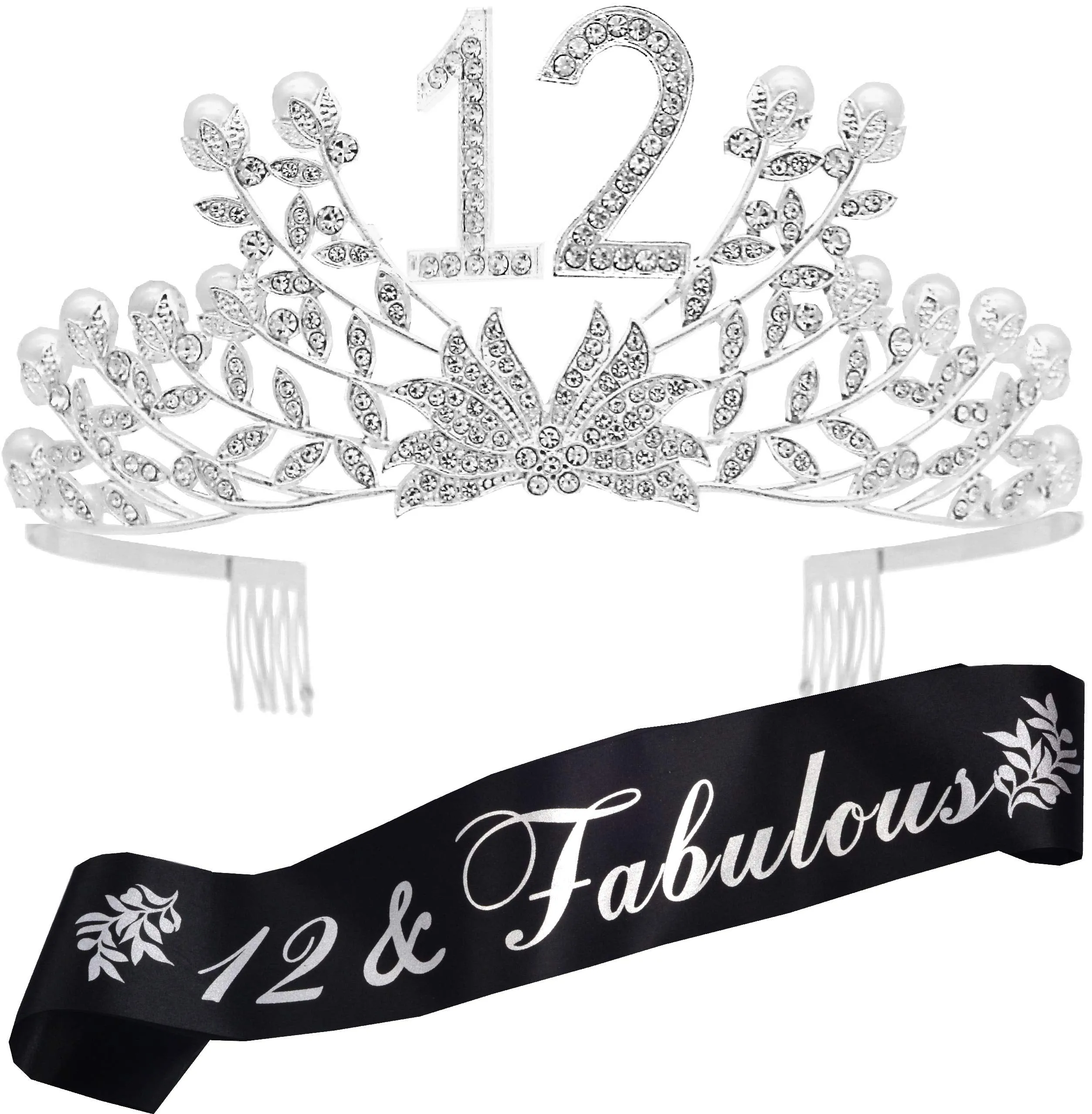 12th Birthday Gifts for Girls, 12th Birthday Tiara and Sash, 12 Fabulous Sash and Crystal