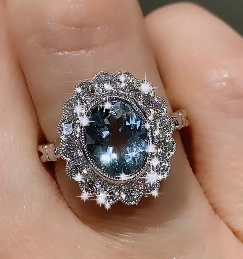 1.41carat Aquamarine & Diamond Cocktail Ring