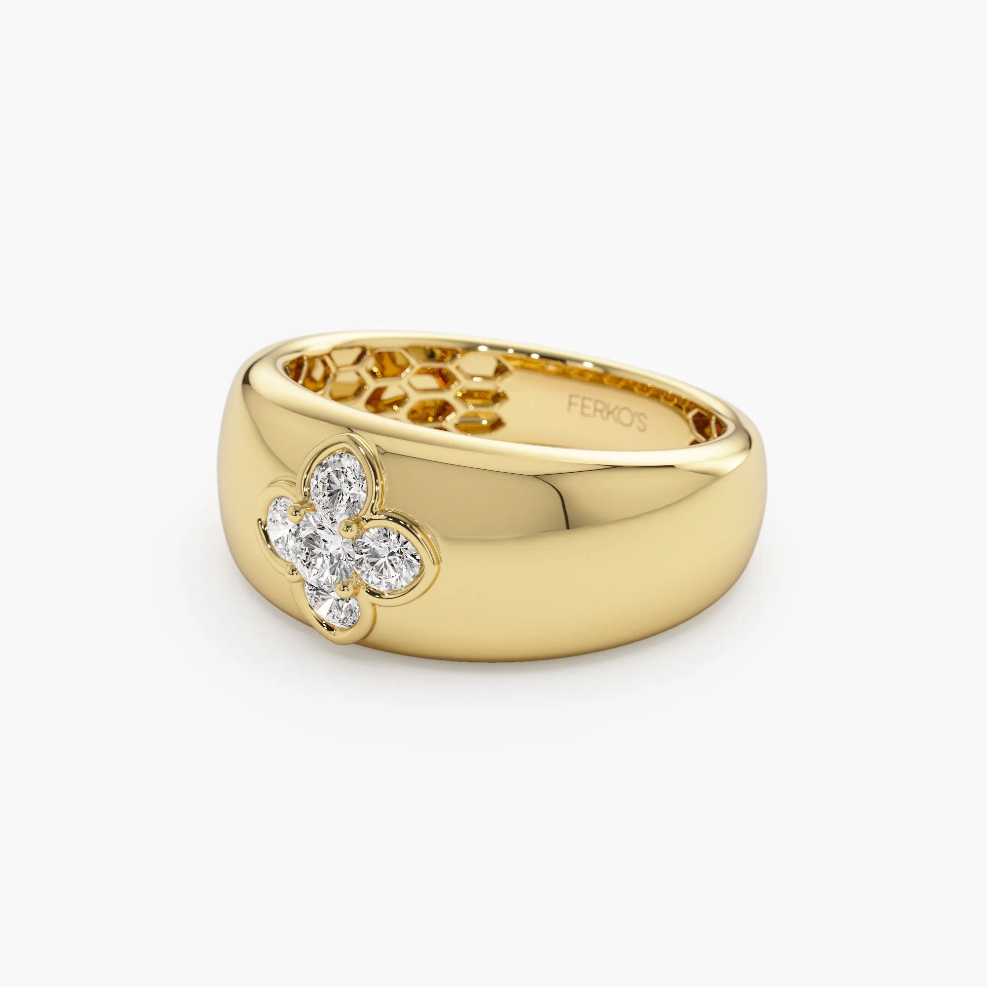 14k Chunky Diamond Clover Ring