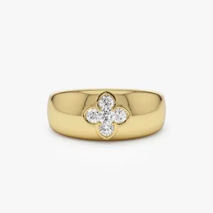 14k Chunky Diamond Clover Ring