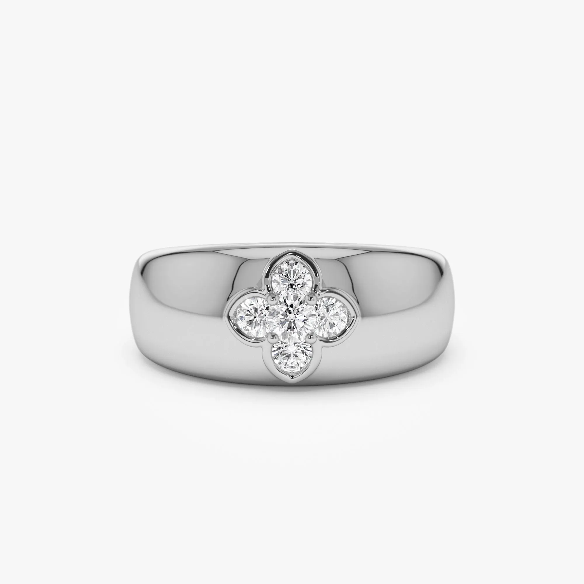 14k Chunky Diamond Clover Ring