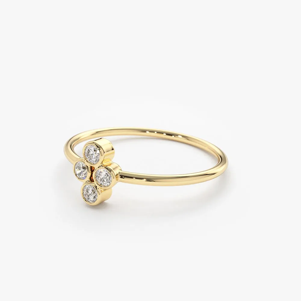 14K Gold Bezel Setting Quad Diamond Ring