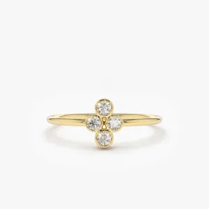 14K Gold Bezel Setting Quad Diamond Ring