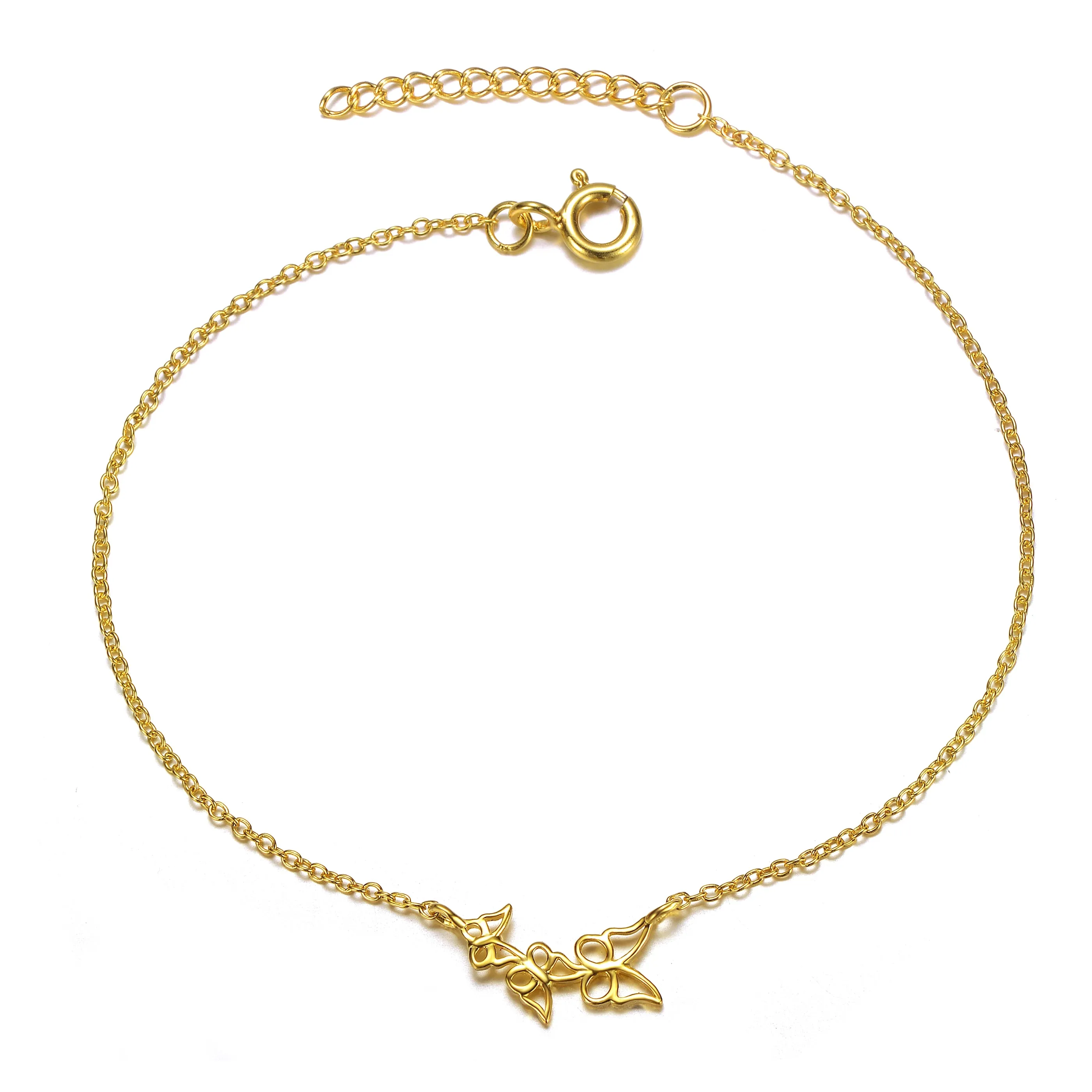 14k Gold Plated Filigree Butterfly Charm Bracelet