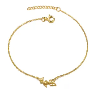 14k Gold Plated Filigree Butterfly Charm Bracelet