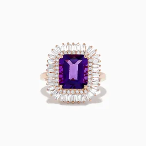 14K Rose Gold Amethyst and Diamond Cocktail Ring