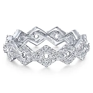 14K White Gold Diamond Fashion Stackable Eternity Band