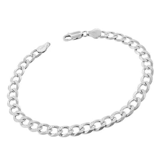 14K White Gold Filled 7mm Cuban Link Flat Chain Anklet for Women Men Curb Chain Ankle Bracelet for Women Men 10 inches