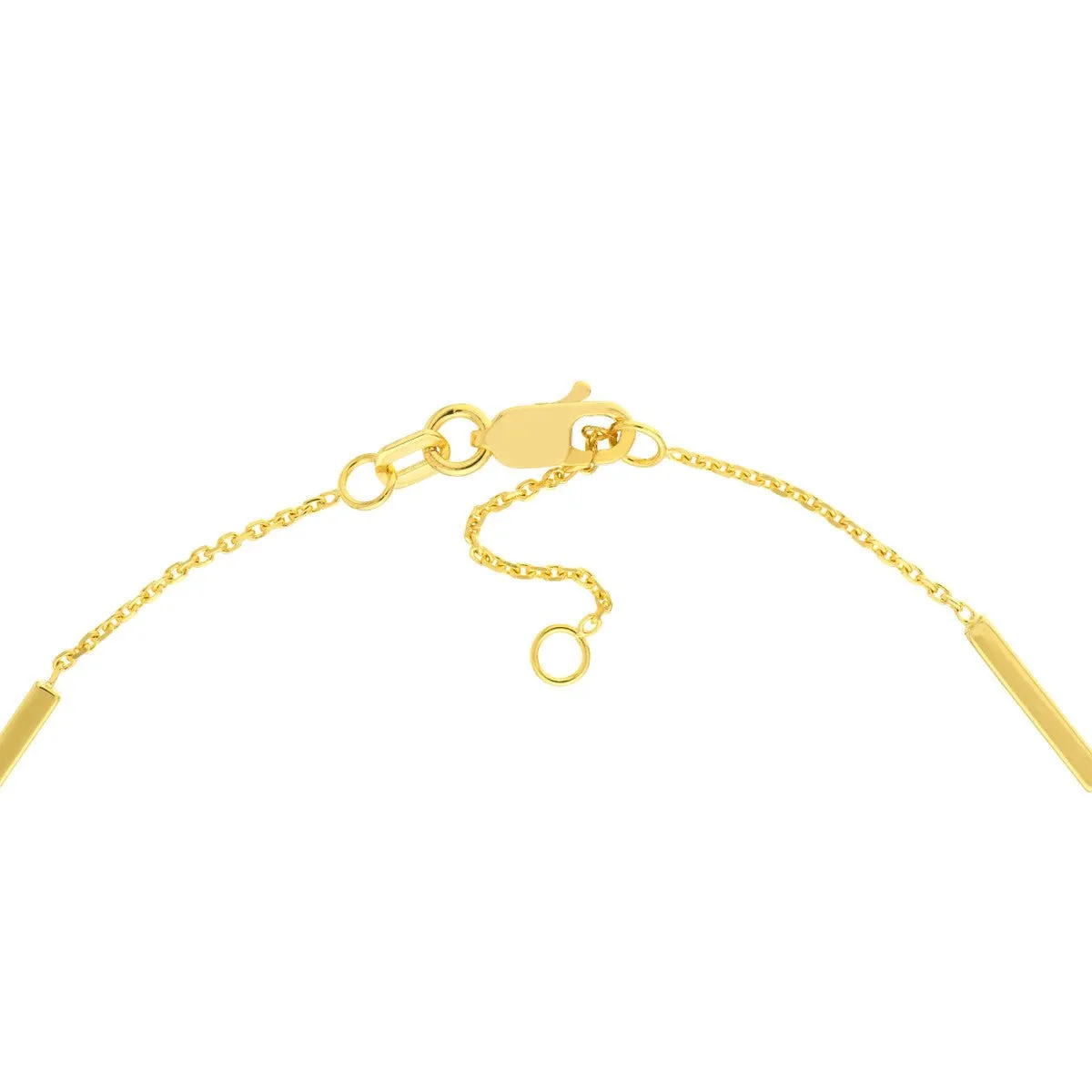 14K Yellow Gold 0.03ct Diamond Bezels and Bars Anklet