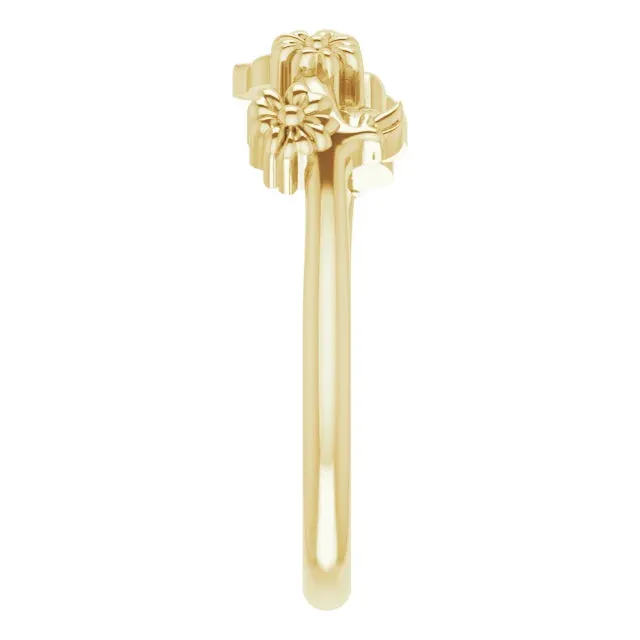 14K Yellow Gold Floral-Inspired Stackable Ring