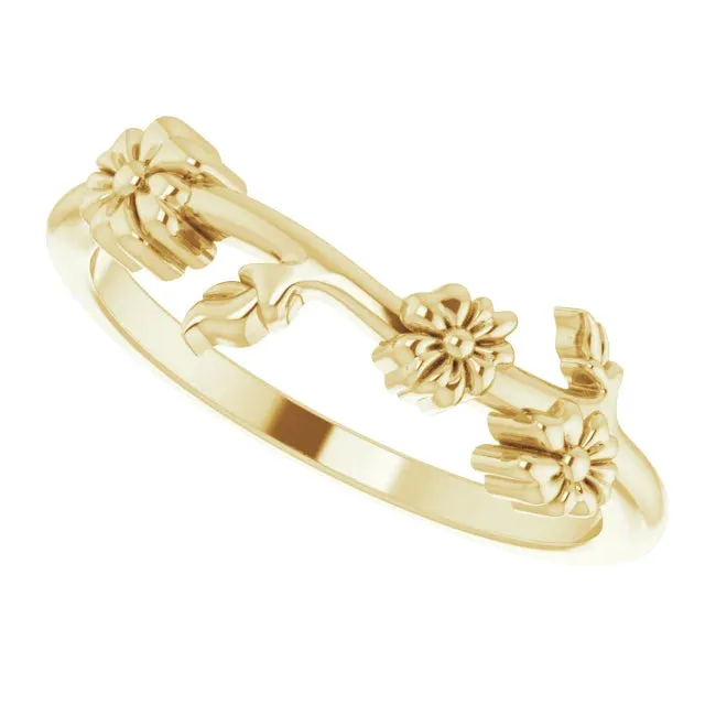 14K Yellow Gold Floral-Inspired Stackable Ring