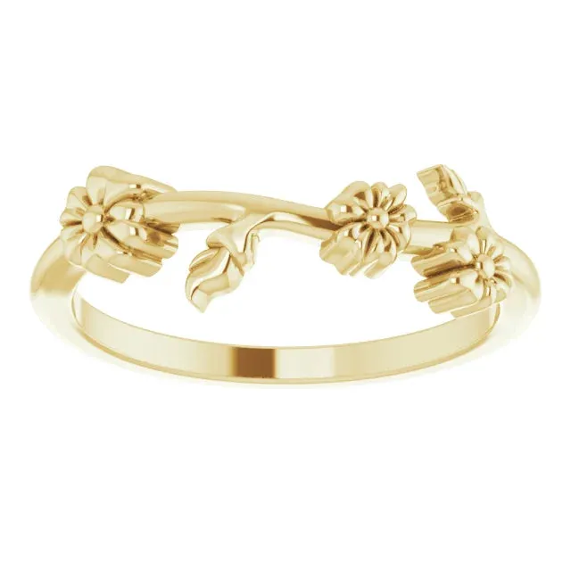 14K Yellow Gold Floral-Inspired Stackable Ring