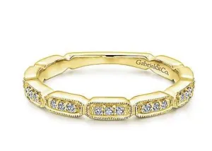 14K Yellow Gold Segmented Diamond Stackable Ring