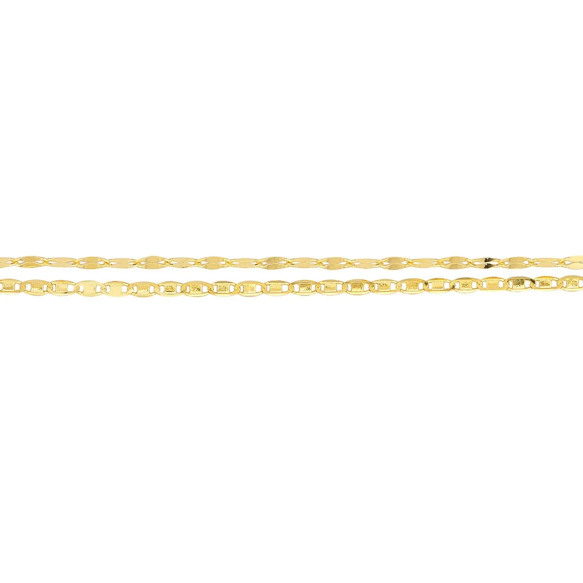 14K Yellow Gold Valentino and Hammered Forzatina Chain Adjustable Anklet