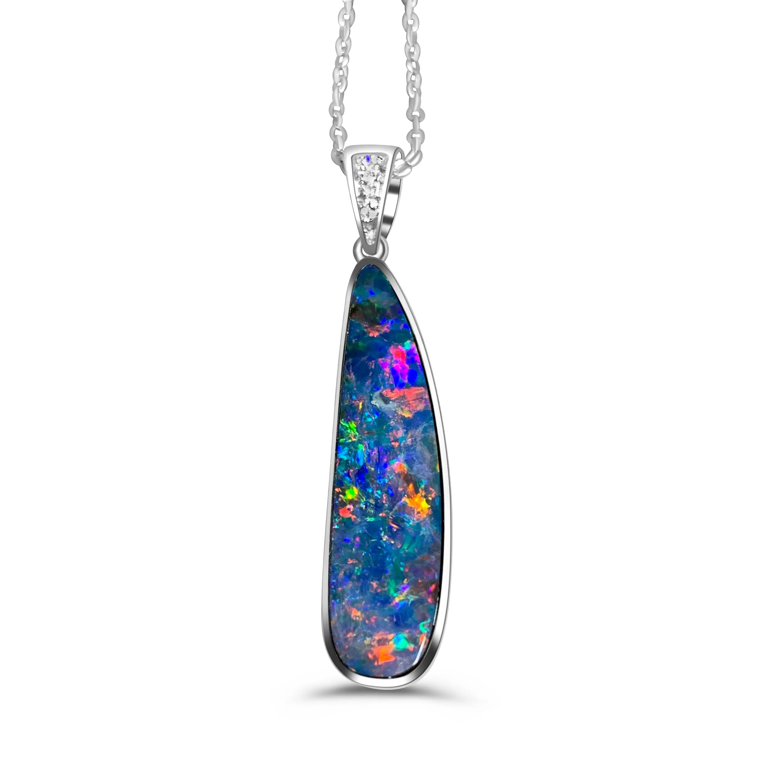 14kt White Gold Opal 24.6x6.7mm Diamond pendant