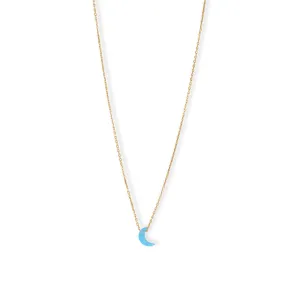 16"   2" 14 Karat Gold Plated Synthetic Opal Moon Necklace