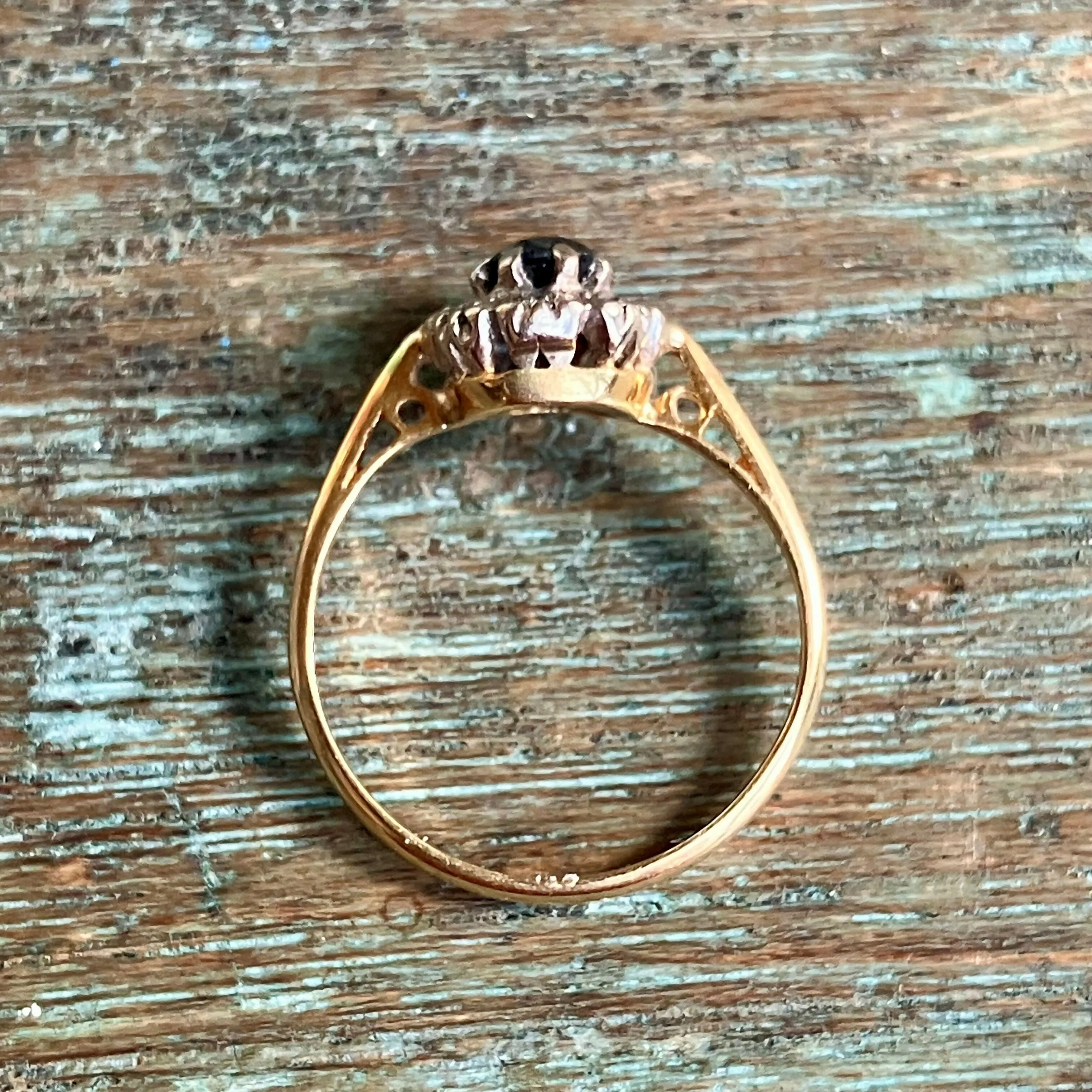 18ct Gold Sapphire & Diamond Cocktail Ring | Size J