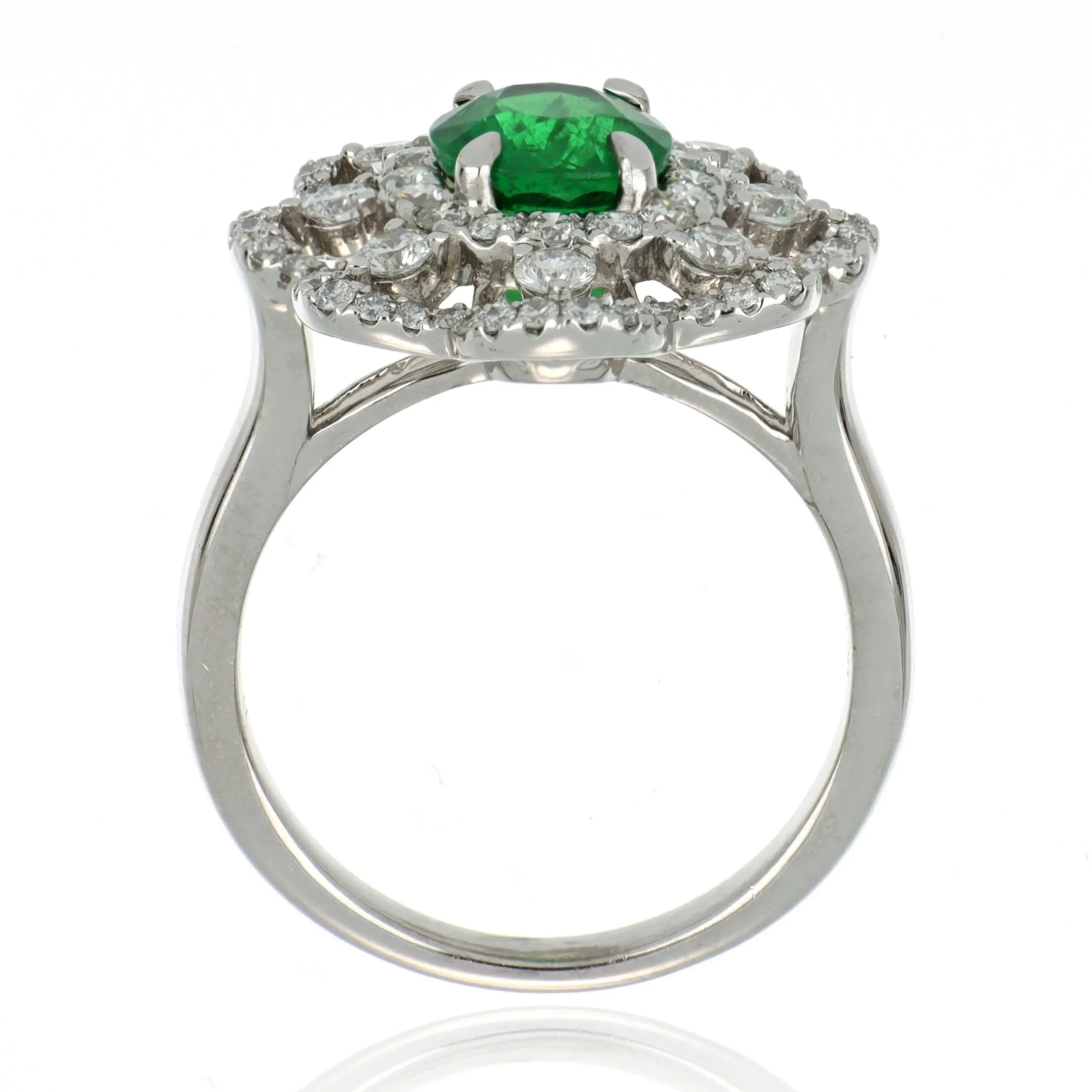 18k White Gold Tsavorite and Diamond Flower Cocktail Ring