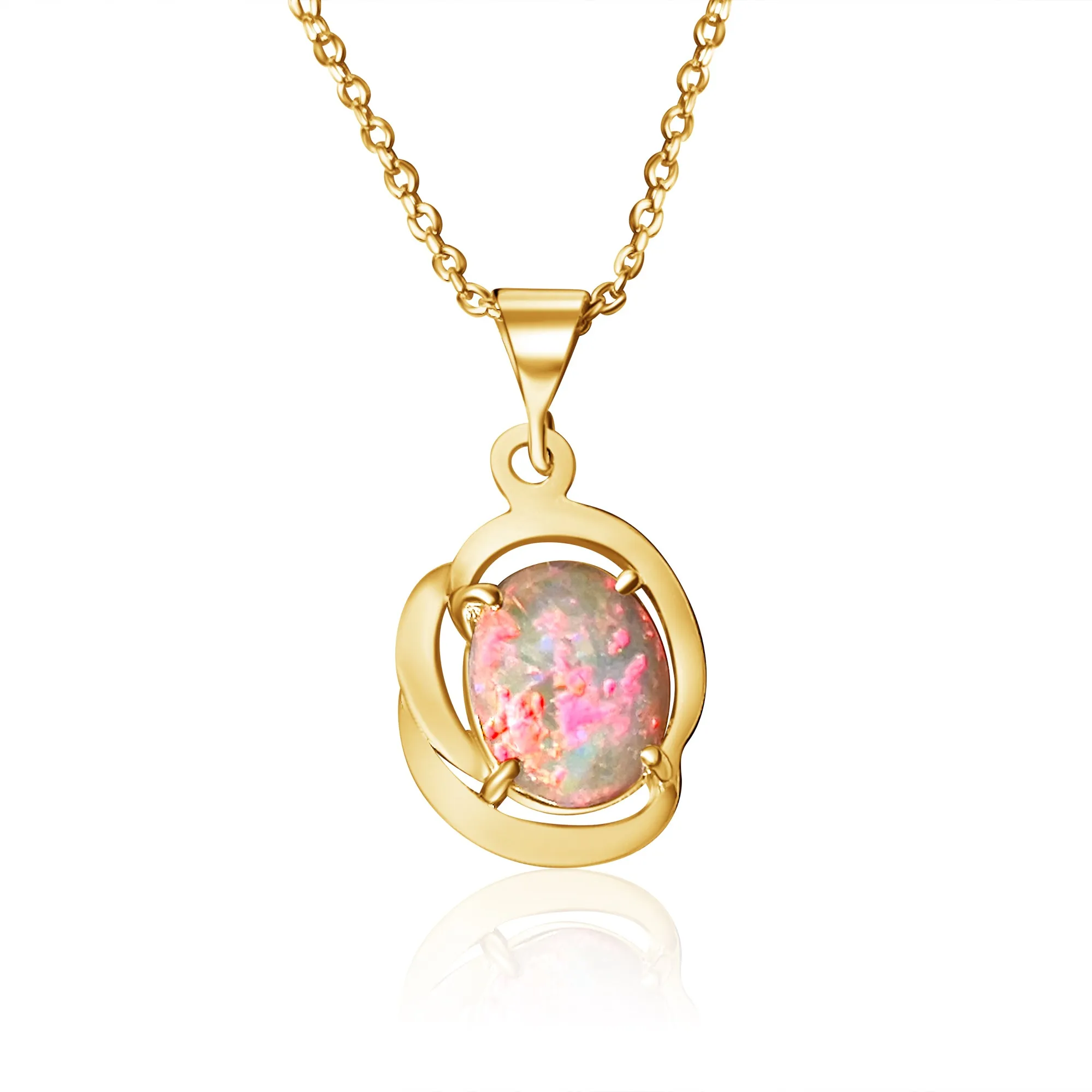 18kt Yellow Gold Light Opal red colour pendant