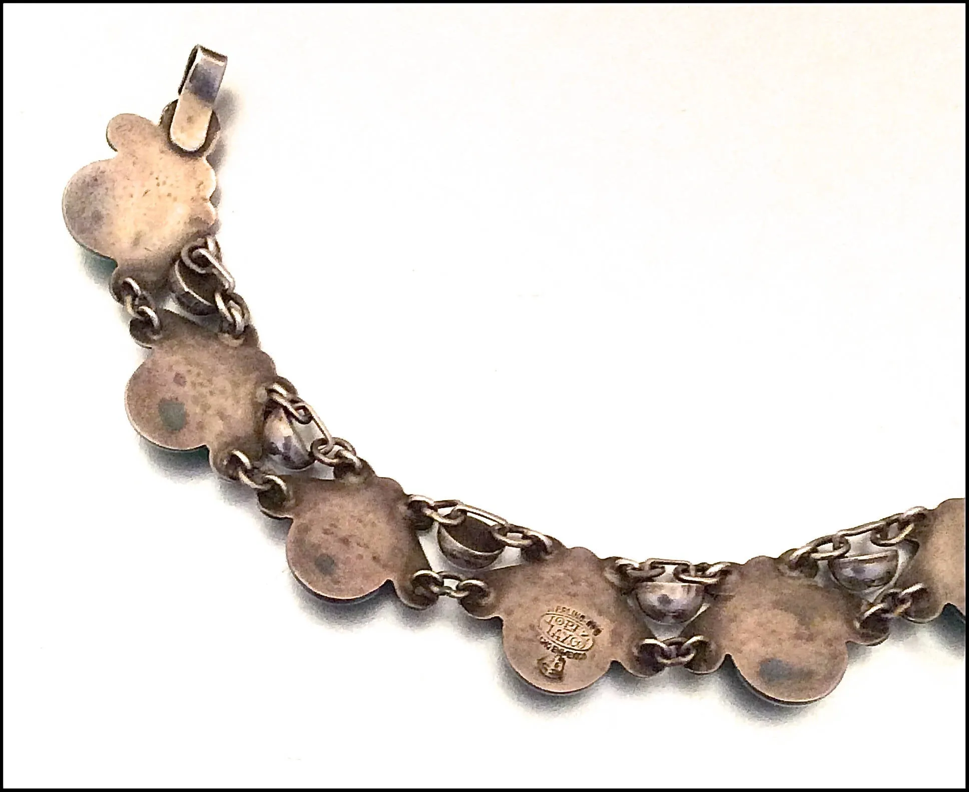 1950's Mexican Taxco Sterling Silver Link Bracelet by Lopez