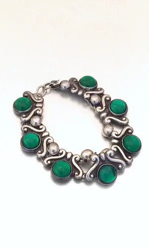 1950's Mexican Taxco Sterling Silver Link Bracelet by Lopez