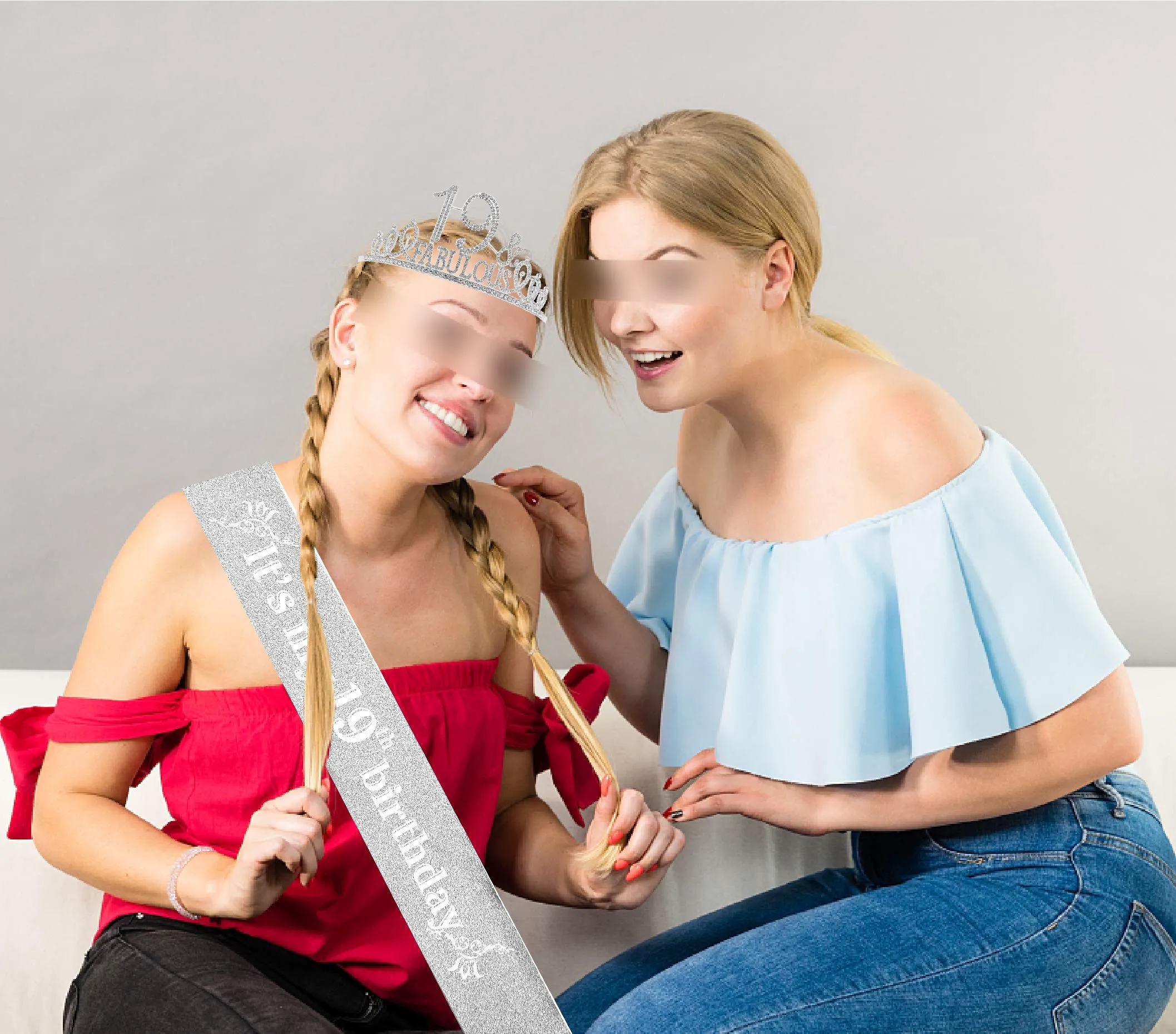 19th Birthday Gifts for Girls,19th Birthday Tiara and Sash Silver,19th Birthday