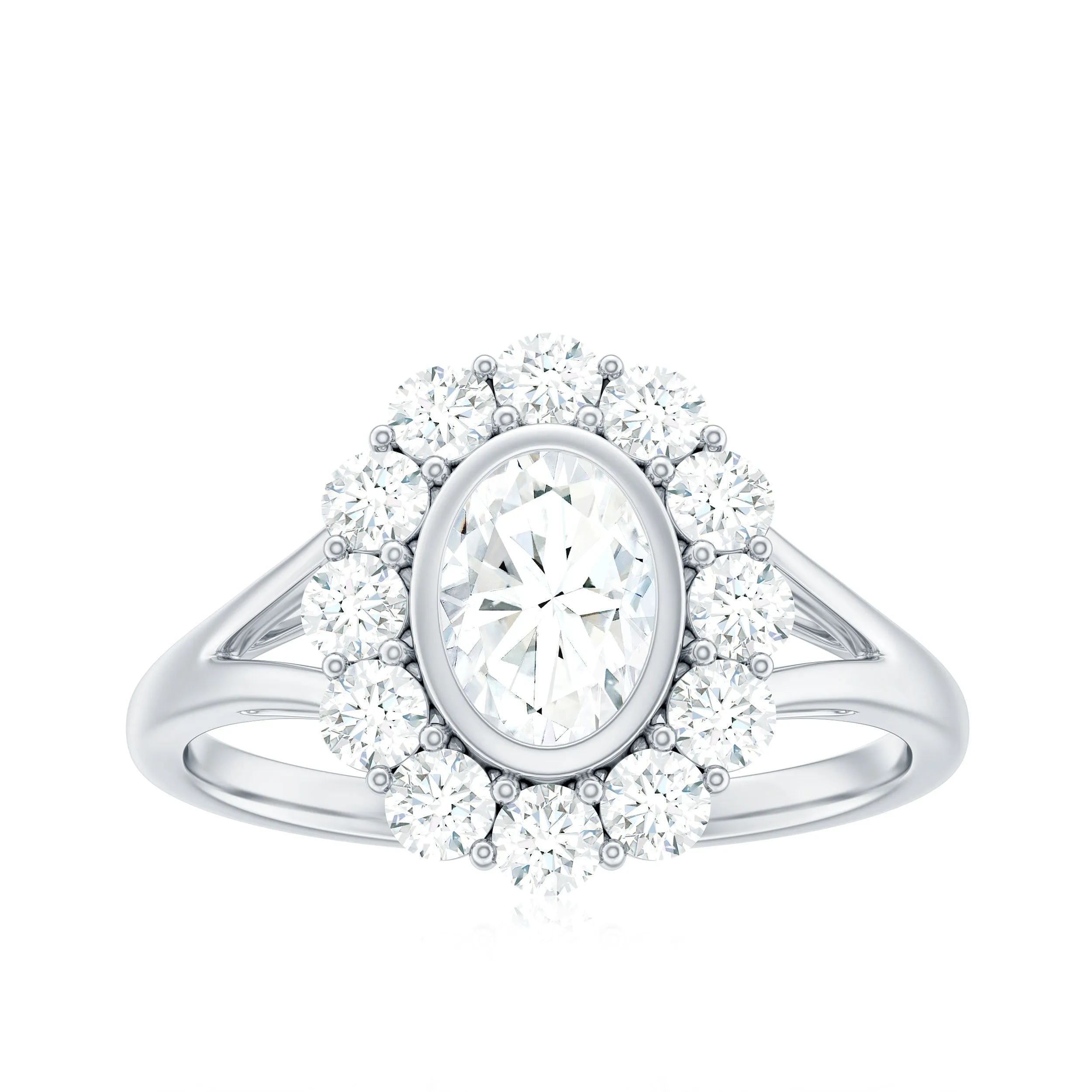 2 CT Round and Oval Cut Moissanite Cocktail Halo Engagement Ring