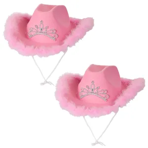 2 Pack Pink with Tiara & Feathers