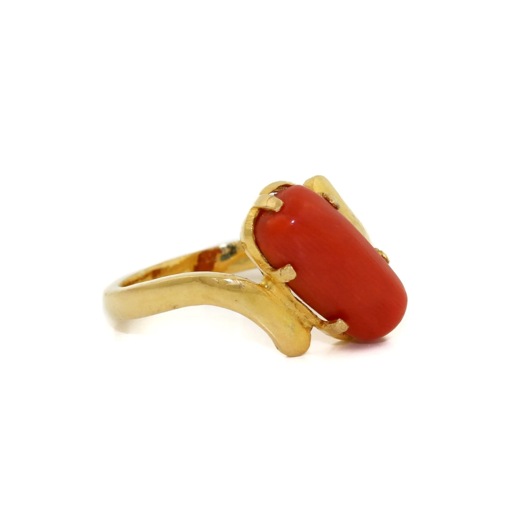 22K Gold x Red Coral Cocktail Ring