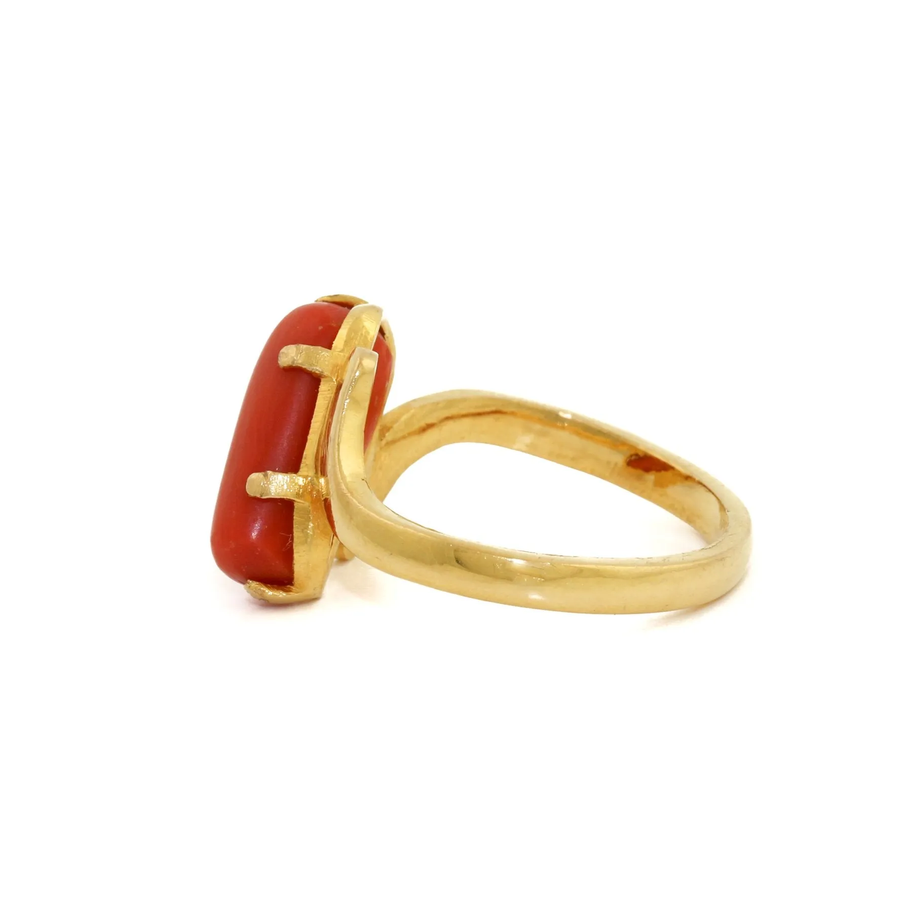 22K Gold x Red Coral Cocktail Ring