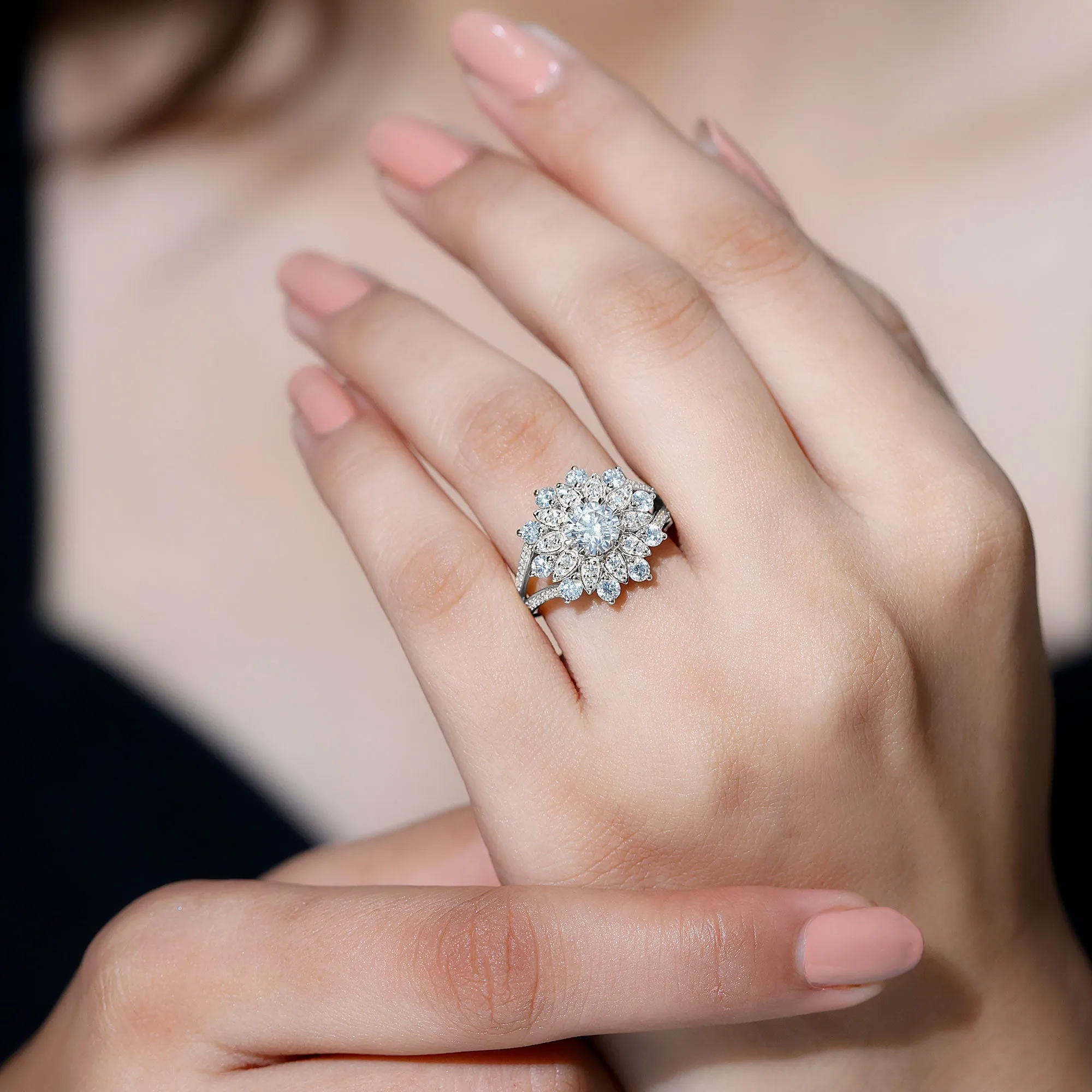 2.50 CT Certified Moissanite Cocktail Engagement Ring