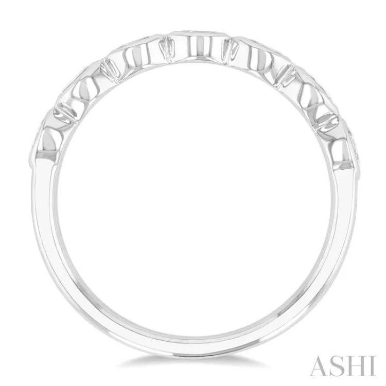 3/4 Ctw East-West Set Oval Cut Bezel Diamond Stackable Fashion Band in 14K White Gold