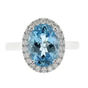 3.73carat Blue Topaz & Diamond Cocktail Ring