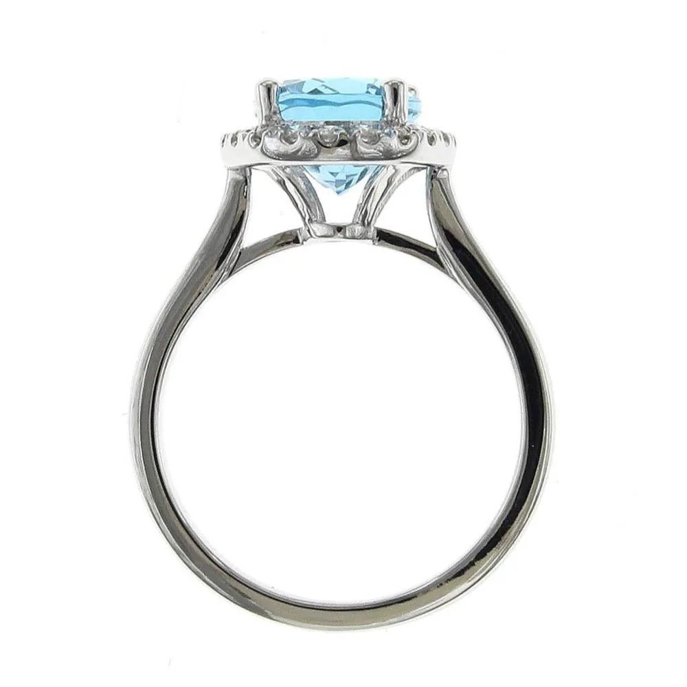 3.73carat Blue Topaz & Diamond Cocktail Ring