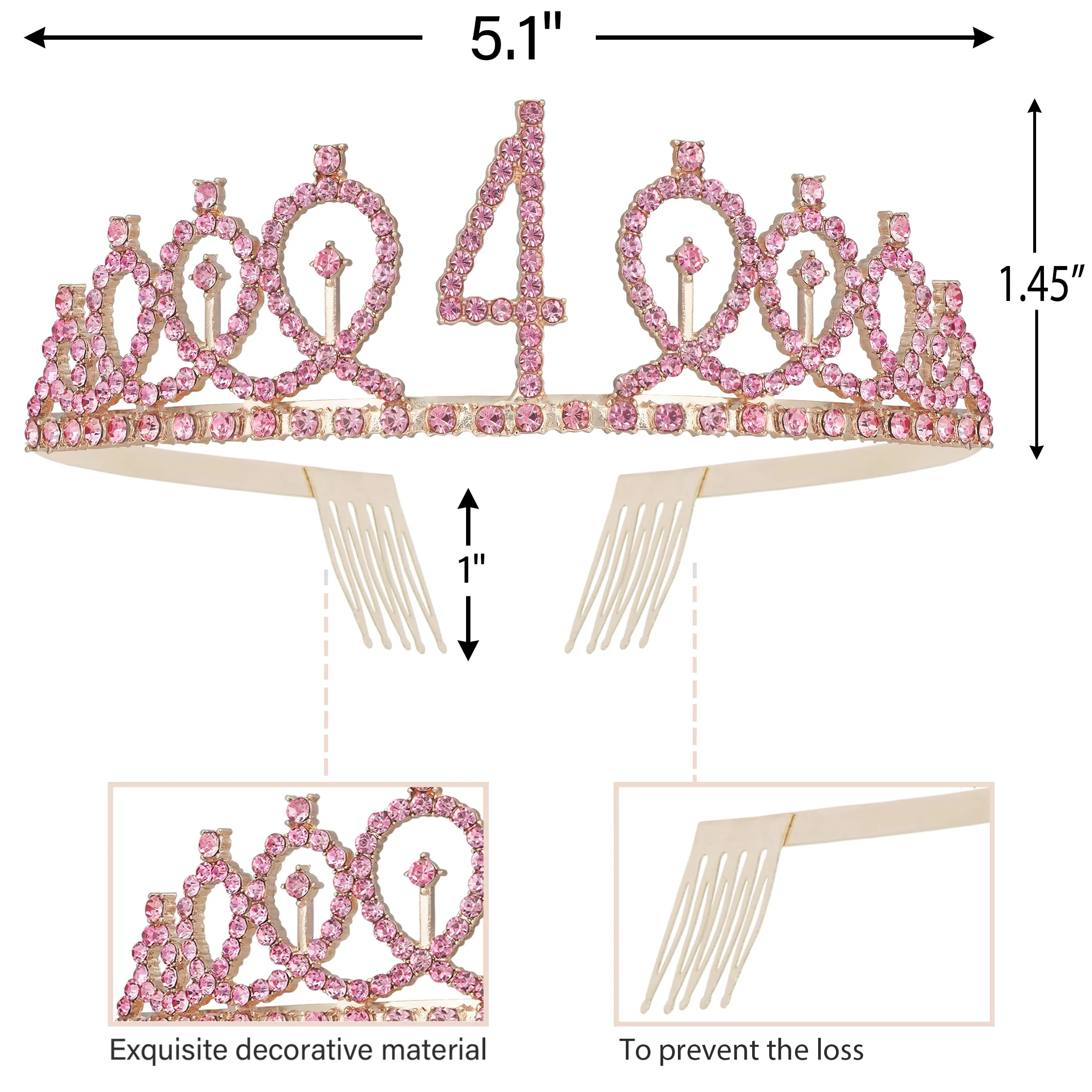 4th Birthday, 4th Birthday Decorations for Girls, 4th Birthday Tiara and Sash Pink, 4th