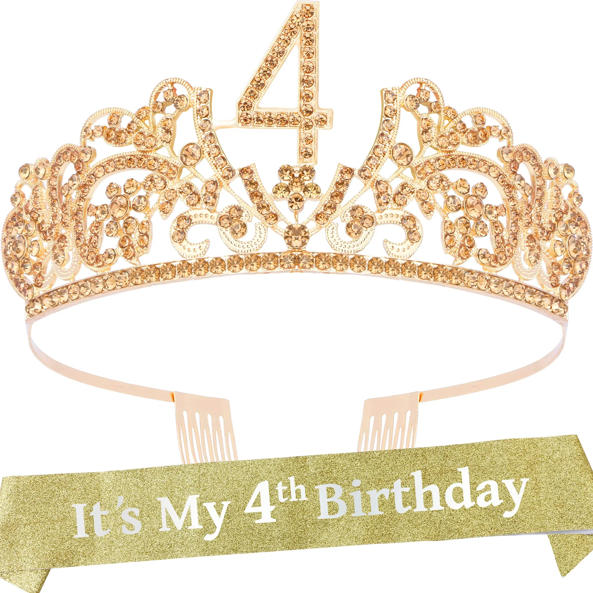 4th Birthday, 4th Birthday Gifts for Girl, 4th Birthday Tiara and Sash, 4th Birthday