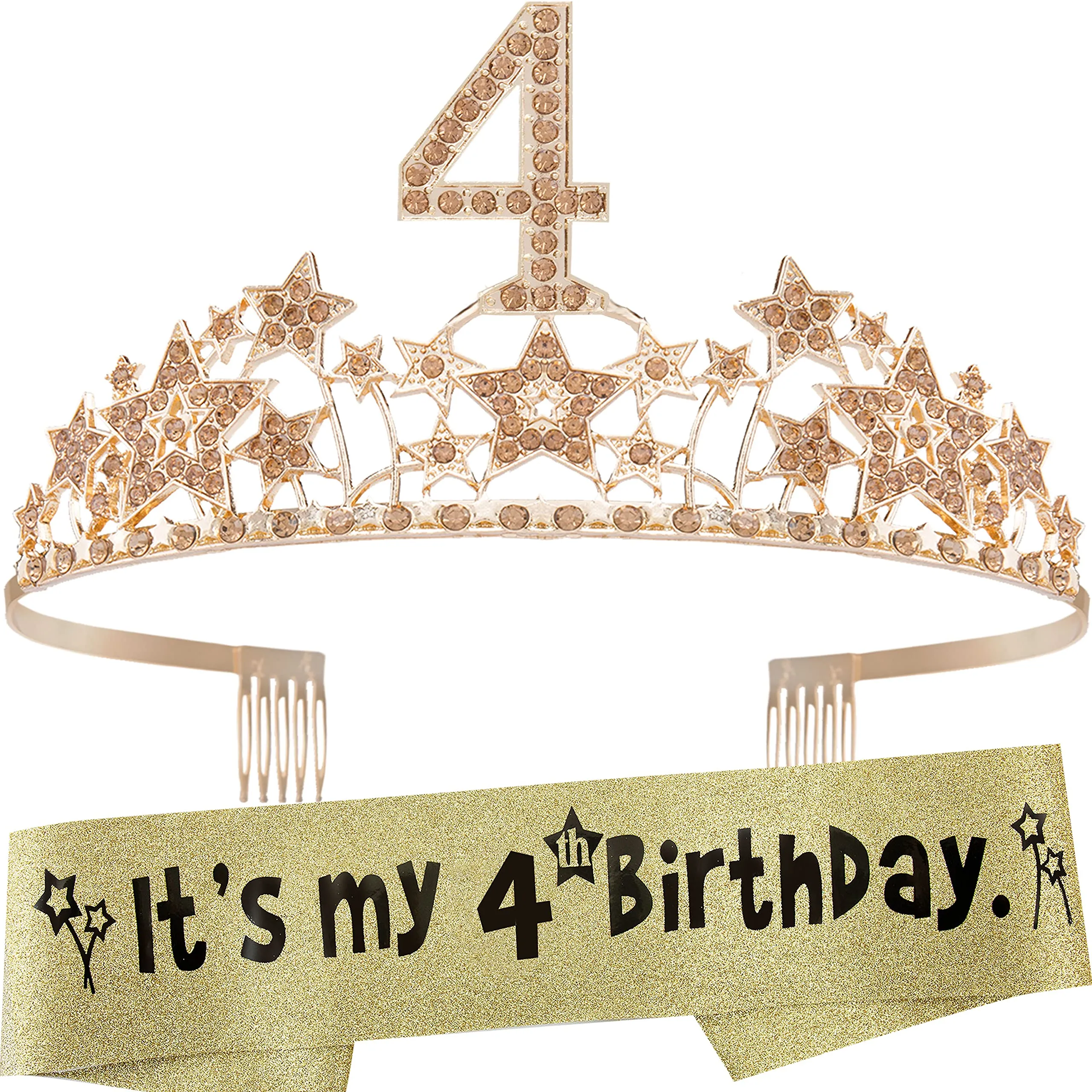 4th Birthday Gifts for Girls, 4th Birthday Tiara and Sash, 4th Birthday Decorations