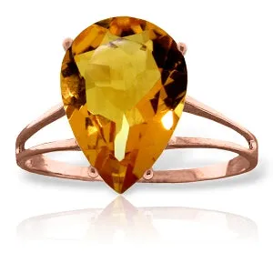 5 Carat 14K Solid Rose Gold Sensuality Citrine Ring