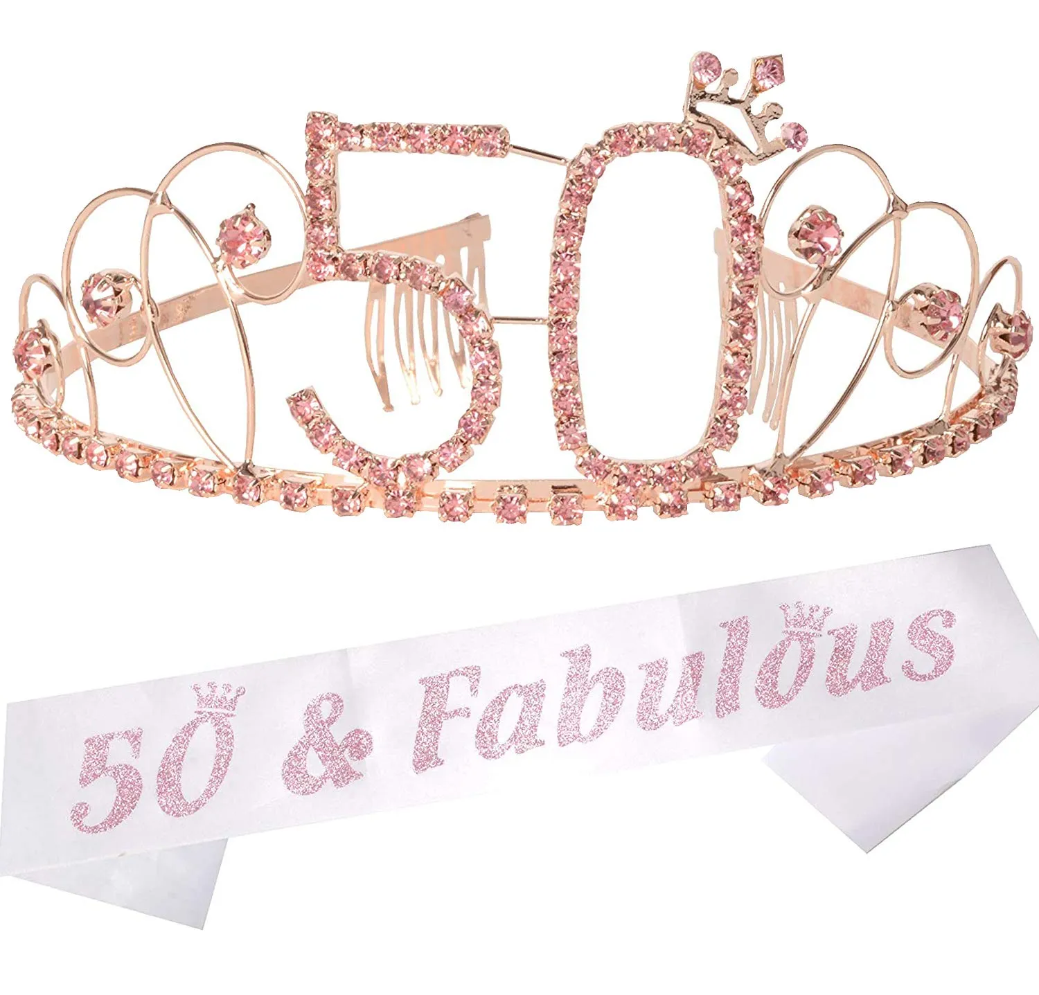 50th Birthday, 50th Birthday Gifts for Women, 50th Birthday Sash, 50th Birthday Crown