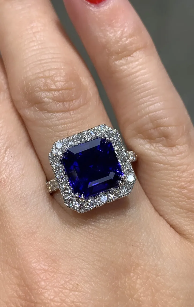 5.23carat Tanzanite & Diamond Anniversary Cocktail Ring