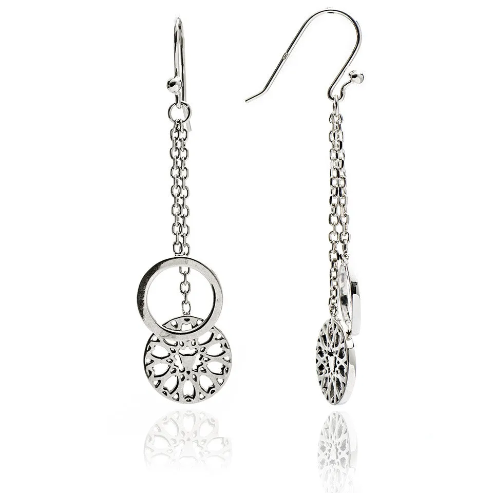 75% DISCOUNT  Women's 925 Sterling Silver Jaguar Head Circular Filigree  Charm  Dangle Earrings