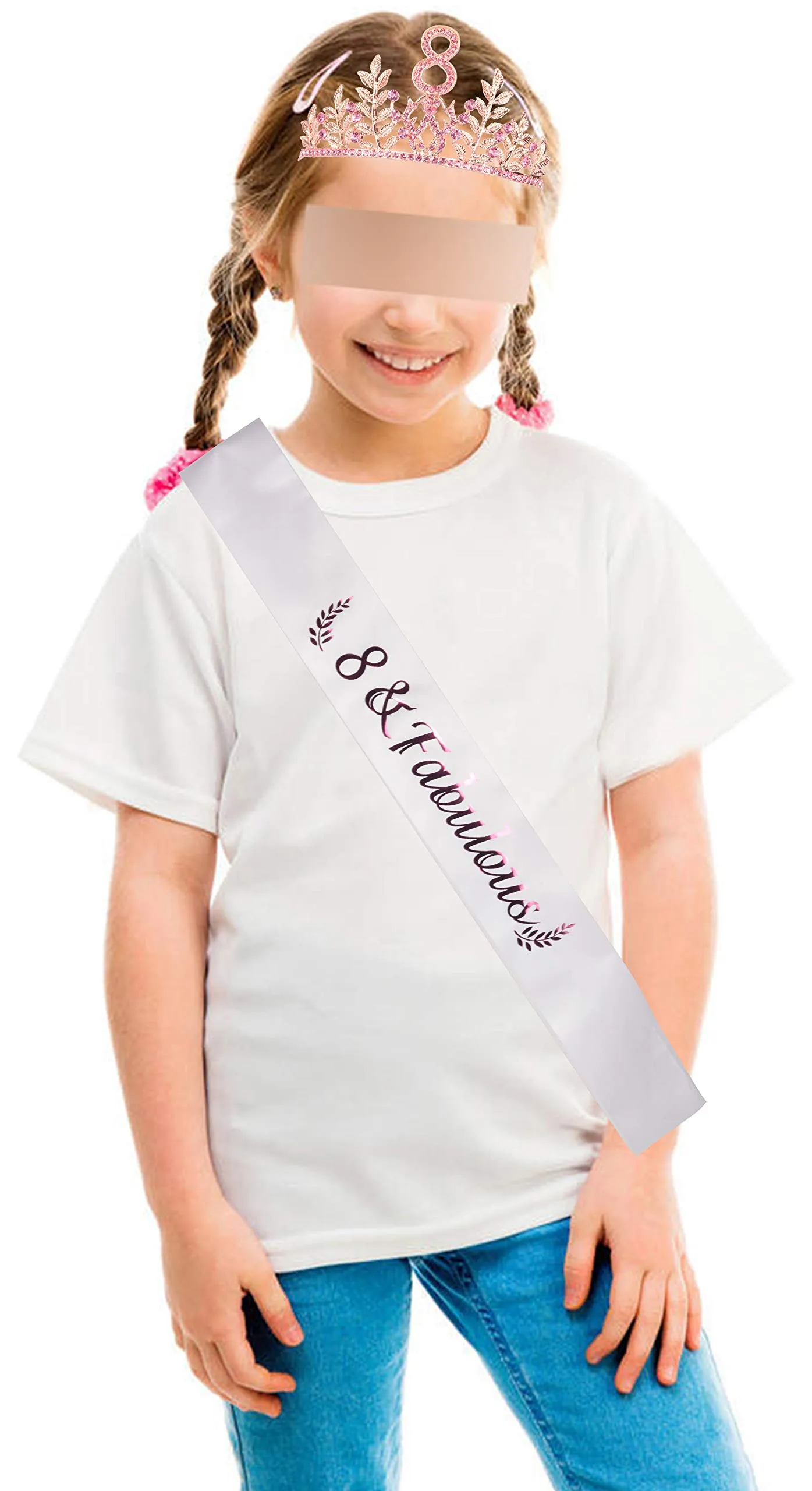 8th Birthday Gifts for Girls, 8th Birthday Tiara and Sash, 8 Fabulous Sash and Crystal