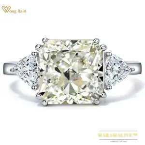 925 Sterling Silver G Color Created Moissanite Gemstone Wedding Engagement Cocktail Ring Ladies Fine Jewelry