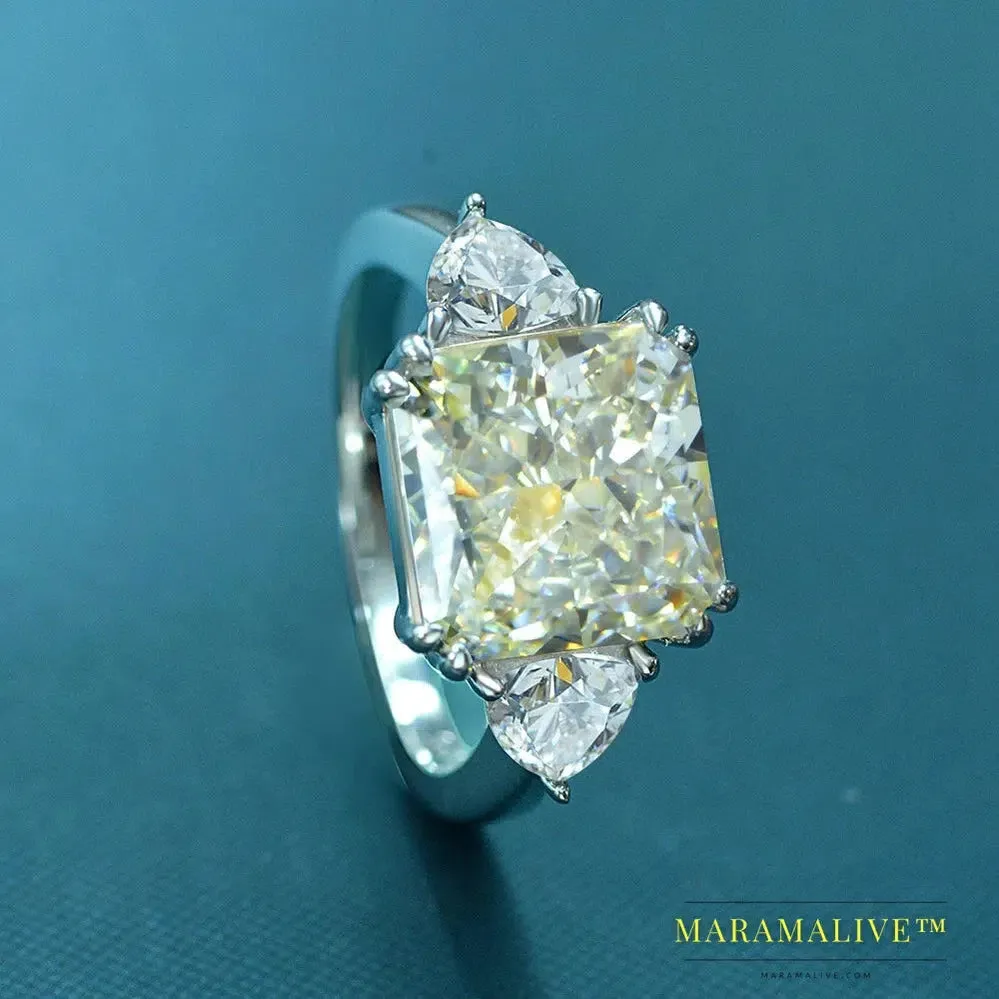 925 Sterling Silver G Color Created Moissanite Gemstone Wedding Engagement Cocktail Ring Ladies Fine Jewelry