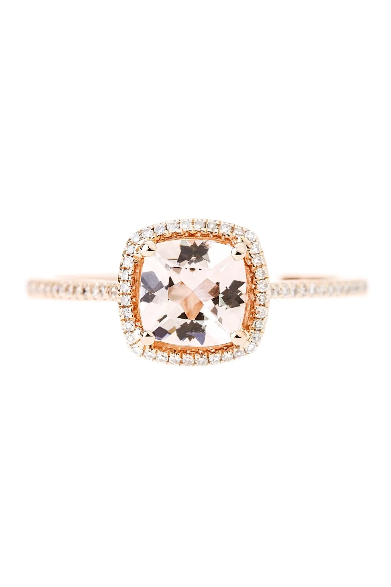 9ct Rose Gold Morganite and 0.12ct Diamond Ring